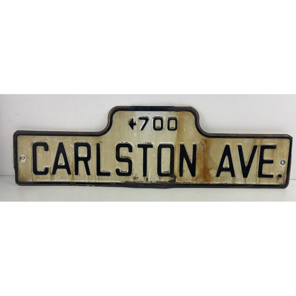 CARLSTON AVE Oakland California PORCELAIN 1940's? Street Sign Vintage RARE